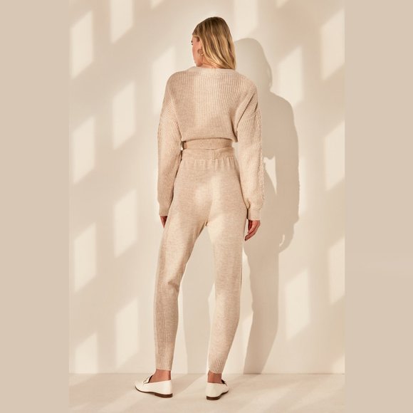 NWT Knitted Beige Cardigan Tank Joggers Set Small - Picture 6 of 6